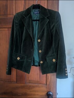 Jones New York Forest Green Velvet Blazer Jacket